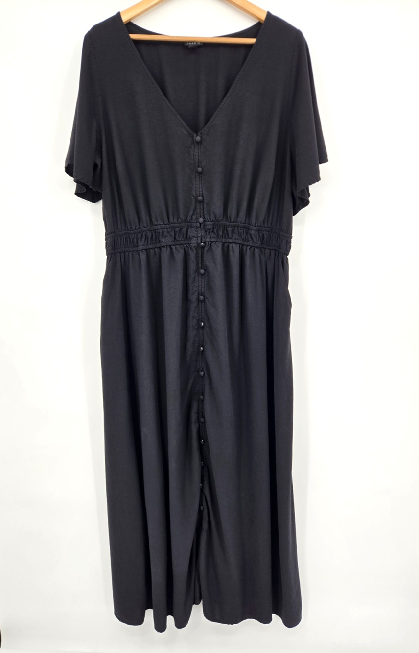Torrid Black Button Front Maxi Dress Minimalist Timeless Casual Chic Size 3X